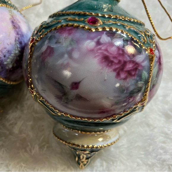 Bradford Hummingbird Flower Garden Christmas Ornaments Porcelain Jeweled - Picture 3 of 6
